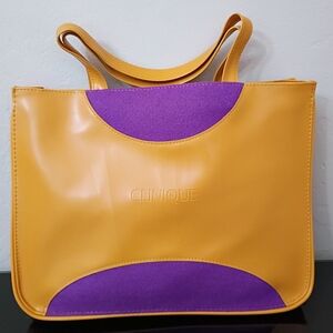 Clinique Mustard and Violet Tote Bag